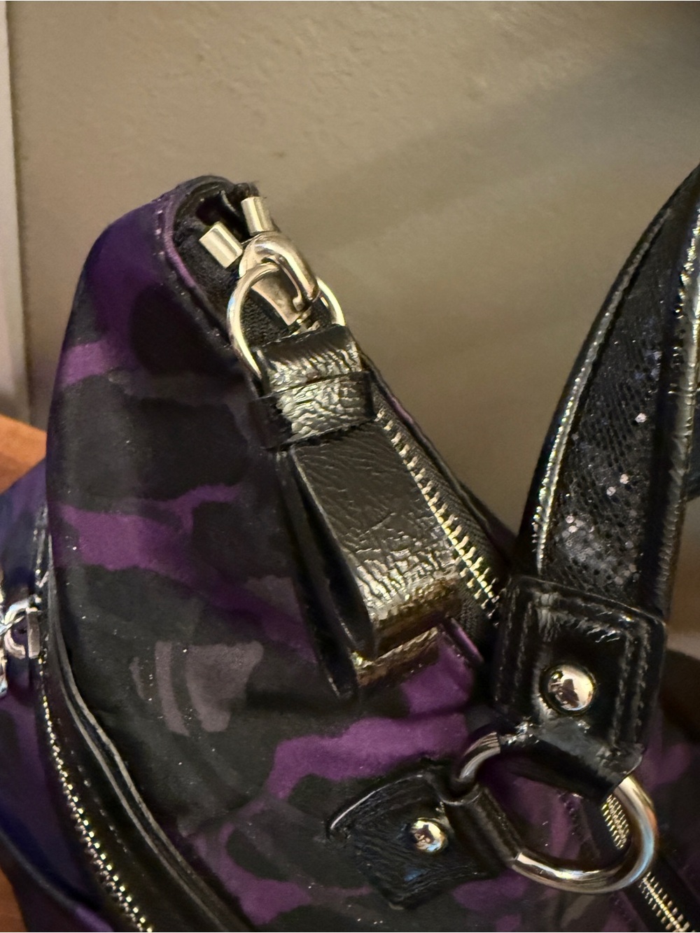 Coach Poppy F20048 Purple Black Ocelot Leopard Tote Y2K Rare - Picture 6 of 14